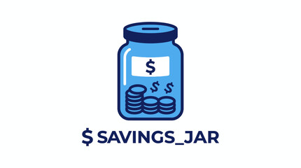 Blue Savings Jar with Dollar Coins. © suhadi