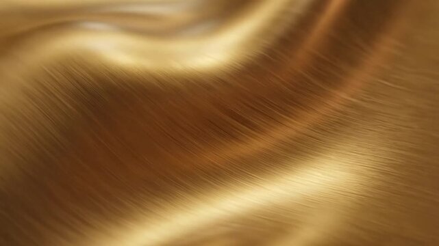 Elegant flowing golden fabric with smooth undulating waves and reflective surface showcasing luxurious texture and shimmering
