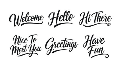 Collection of six handwritten calligraphy phrases for greeting and welcoming people © MDRAHMAT