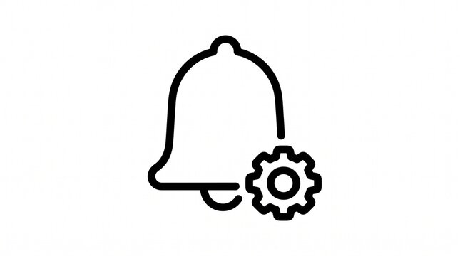 Notification Settings Line Icon. Alert Configuration, System Preferences and Bell Outline Vector Isolated on White Background