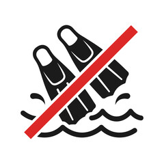 No swimming flippers prohibited sign flat vector icon © Kelik