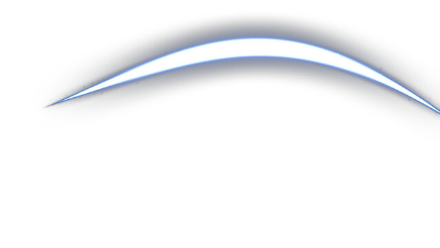 Blue Neon Light Trail Swoosh Overlay, Isolated on Transparent Background. Isolated glowing neon light trail swoosh for VFX, motion graphics and cinematic compositing.