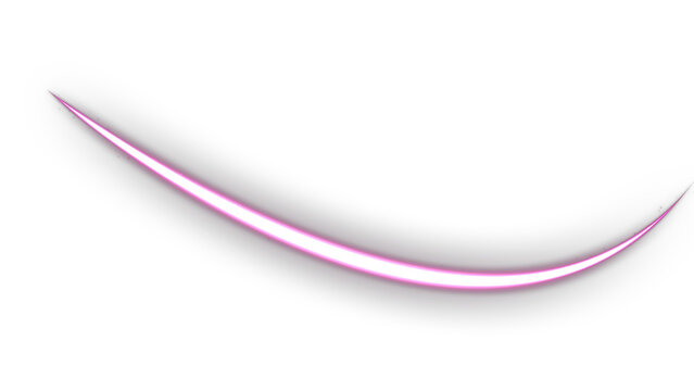 Magenta Neon Light Trail Swoosh Overlay, Isolated on Transparent Background. Isolated glowing neon light trail swoosh for VFX, motion graphics and cinematic compositing.