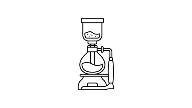 Line art illustration of a coffee siphon brewer.