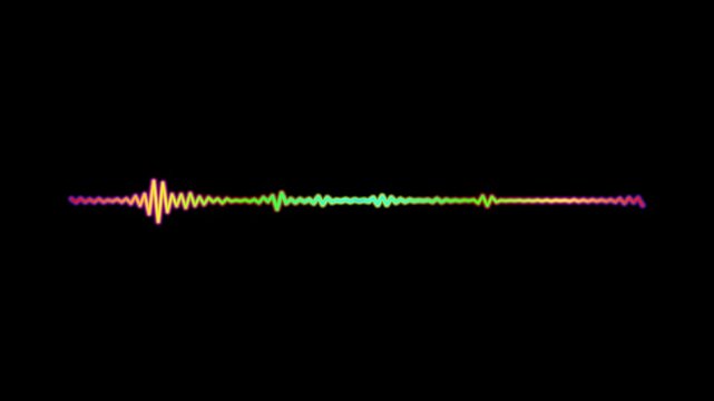 Abstract audio waveform animation displays vibrant rainbow colors on black background digital motion