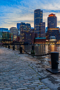 Boston skyline at night