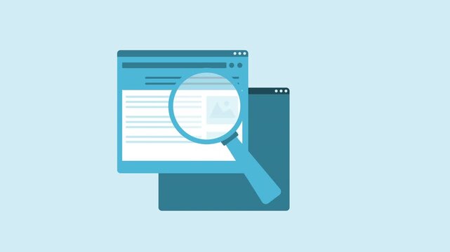 Website Content Search with Magnifying Glass 2d Animation with Alpha Matte