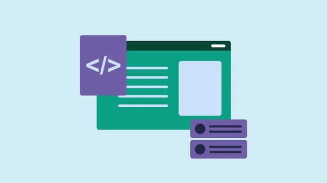 Flat Design Website Development and Coding 2d Animation with Alpha Matte