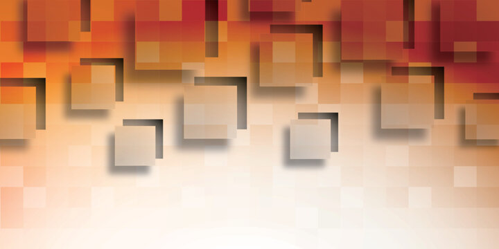 Abstract geometric orange background with floating squares