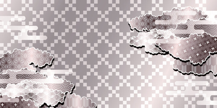 Elegant Japanese Style Background with Traditional Clouds and Patterns
