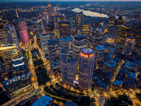 Aerial view of downtown Boston, Massachusetts