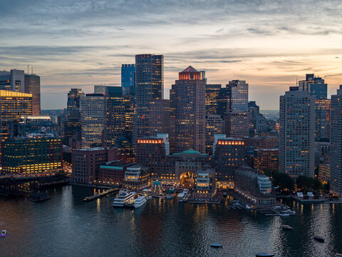 Boston skyline at night