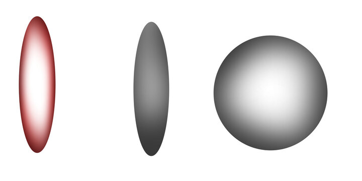 Ellipsoids with Gradient Shading in Red, Gray, and Black Colors Featuring Ellipsoid, 3d, Shape with Design and Illustration