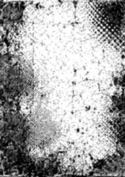 Distressed black and white grunge frame with halftone texture