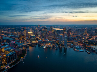 Aerial view of the Boston skyline at night, Massachusetts © Dmitry