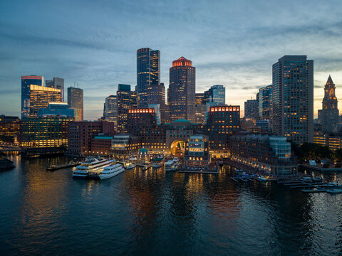 Boston skyline at night