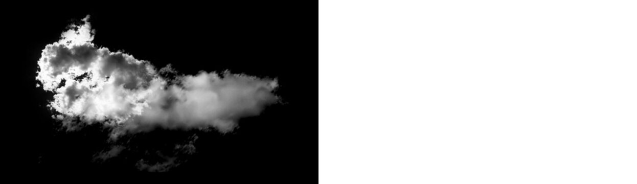 Cloud isolated on black background isolated on transparent background