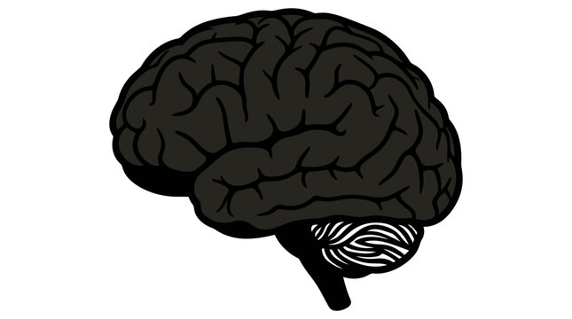 Human brain icons set, ai brain network icon series in black

