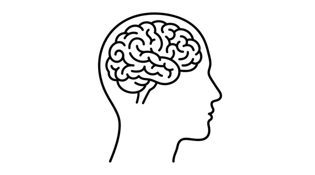 Human brain icons set, ai brain network icon series in black
