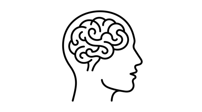 Human brain icons set, ai brain network icon series in black
