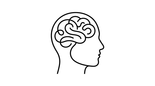 Human brain icons set, ai brain network icon series in black
