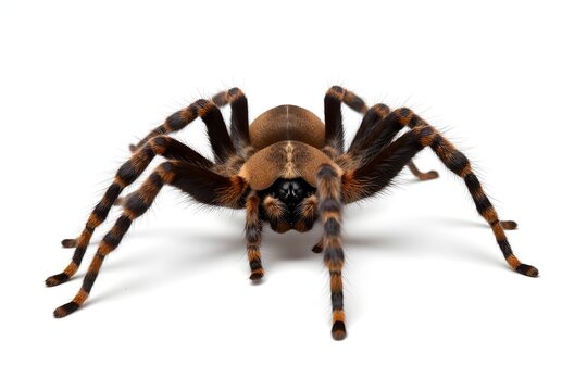 Wide Legged Tarantula Spider Isolated on White Background