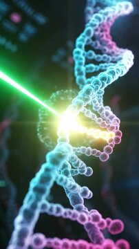 Futuristic DNA Helix Double Strand Being Modified by Focused Laser Light Beam in Molecular Genetic Engineering Research Laboratory