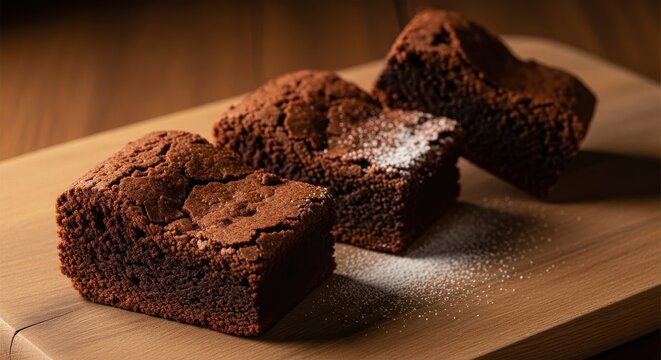 Rich Chocolate Brownies with Powdered Sugar Dusted on Top