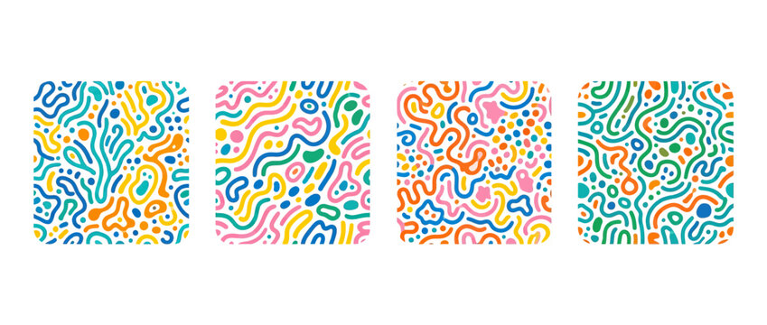 Abstract Organic Shapes Pattern - Colorful Doodle Background