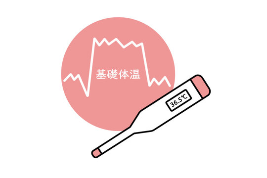 基礎体温計と体温の推移をイメージしたグラフのアイコン