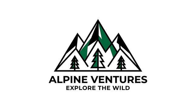Alpine Ventures Logo Mountain Peaks with Trees