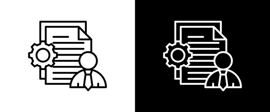 Project Management white and black icon set design