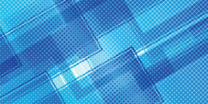 Abstract Blue Geometric Halftone Pattern Design