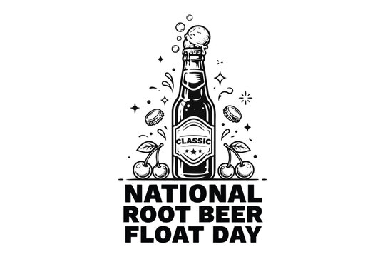 National Root Beer Float Day Vector Art, Root Beer Soda Float with Vanilla Ice Cream Isolated on White Background