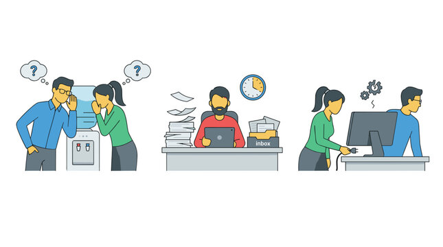 Office life: gossip, workload and technical issues