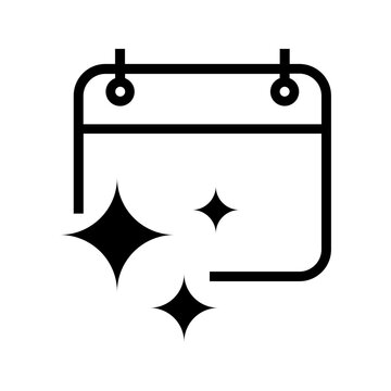 Minimal calendar icon with sparkle stars representing AI scheduling, smart planning, reminders, and productivity tools.
