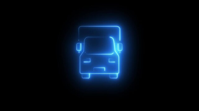 neon animated truck icon featuring a modern line design for delivery, logistics, shipping, freight, transportation, courier, and supply chain concepts. Perfect for e-commerce, warehouse management,