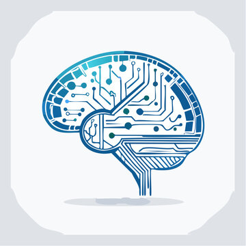 Digital brain technology illustration representing artificial intelligence, neural networks, and cyber data processing