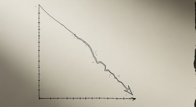 Downward Trend Graph with Arrow Indicating Decline