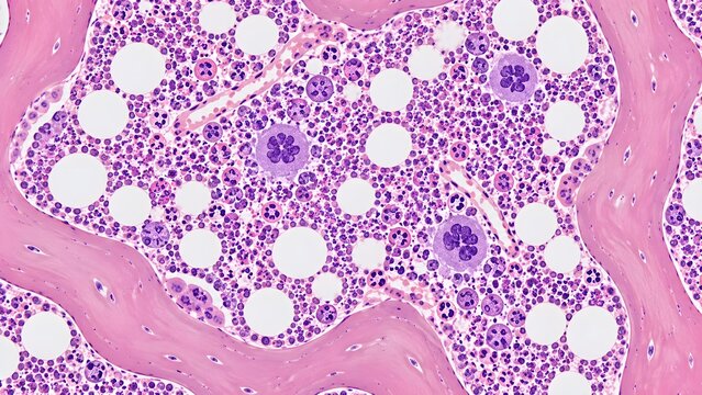 Normal Bone Marrow Histopathology H&E Microscopy Slide Ultra Realistic