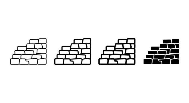Stone Steps Icons, Staircase Vector Graphics, Building Material Vector Set, Architectural Element Icons