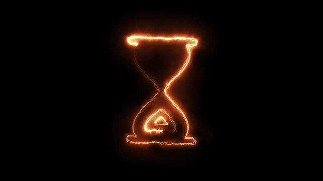 A glowing neon timer icon appears in the center of a dark futuristic background with premium motion graphics, 4K, transparent background, minimal design, no text, no watermark.