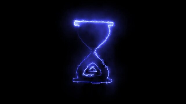 A glowing neon timer icon appears in the center of a dark futuristic background with premium motion graphics, 4K, transparent background, minimal design, no text, no watermark.