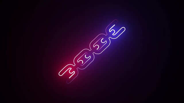 A glowing neon chain icon appears in the center of a dark futuristic background with transparent background, minimal design, no text, no watermark.