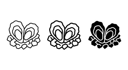 Oyster Icons, Seafood Vector Graphics, Marine Delicacy Illustrations, Culinary Art © ff