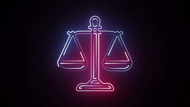 A glowing neon weighing scale icon appears in the center of a dark futuristic background with transparent background, minimal design, no text, no watermark.