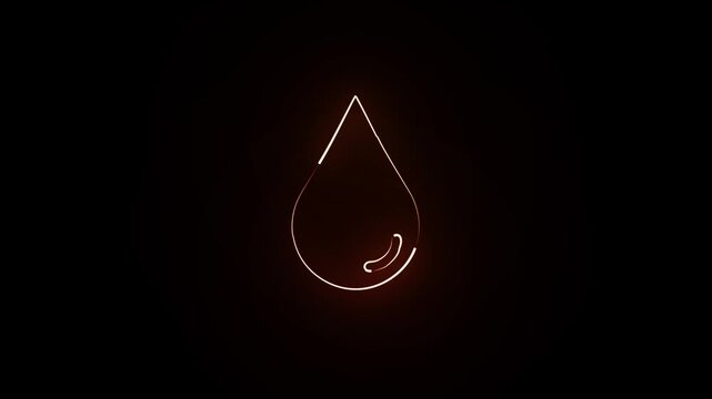 A glowing neon water drop icon appears in the center of a dark futuristic background with transparent background, minimal design, no text, no watermark.