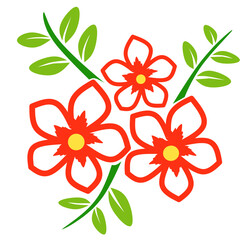 Obraz premium Red flower floral blossom cluster illustration for pattern decorative print design clip art