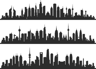 Obraz premium A panoramic display of tall urban structures representing international metropolises across the globe demonstrates how architectural variety defines the unique profile of diverse human