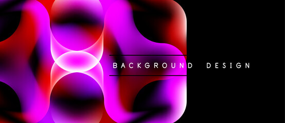 Abstract fluid shapes, vibrant magenta, red hues. Dark background creates striking visual contrast. Modern design element. © antishock